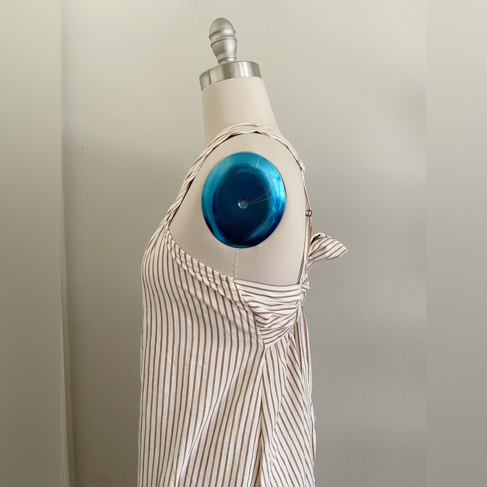 By Anthropologie Sleeveless Bow-Back Maxi Dress SIZE S new ivory stripes new nwt - Picture 5 of 7